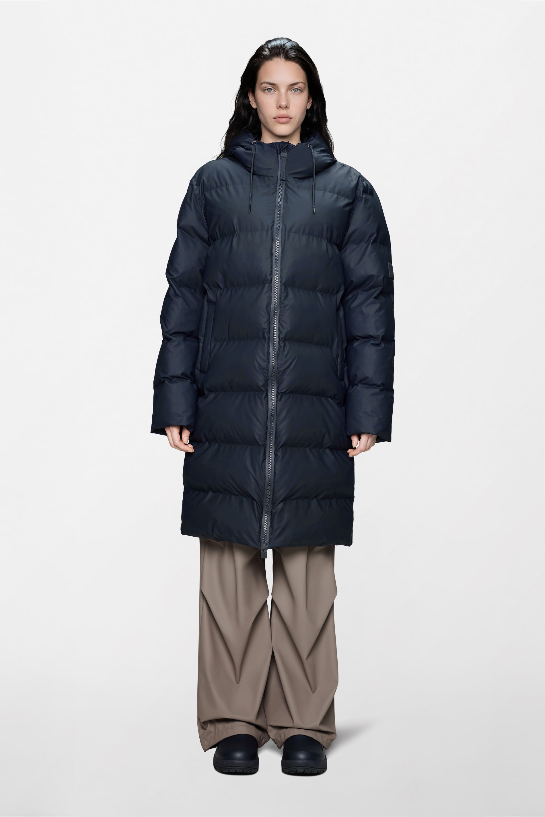RAINS Alta Longer Puffer Jacket Navy Jacket